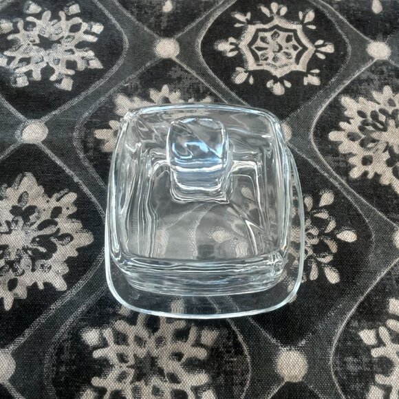 Vintage Square Glass Covered Butter Dish, Spice Saver, Trinket Dish - Picture 4 of 4